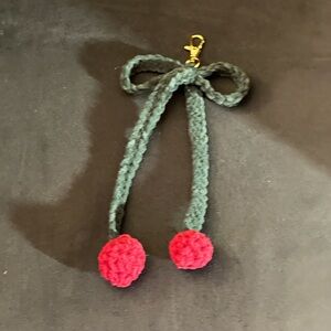 Bag Charm Purse Backpack Keychain Cherries Handmade
